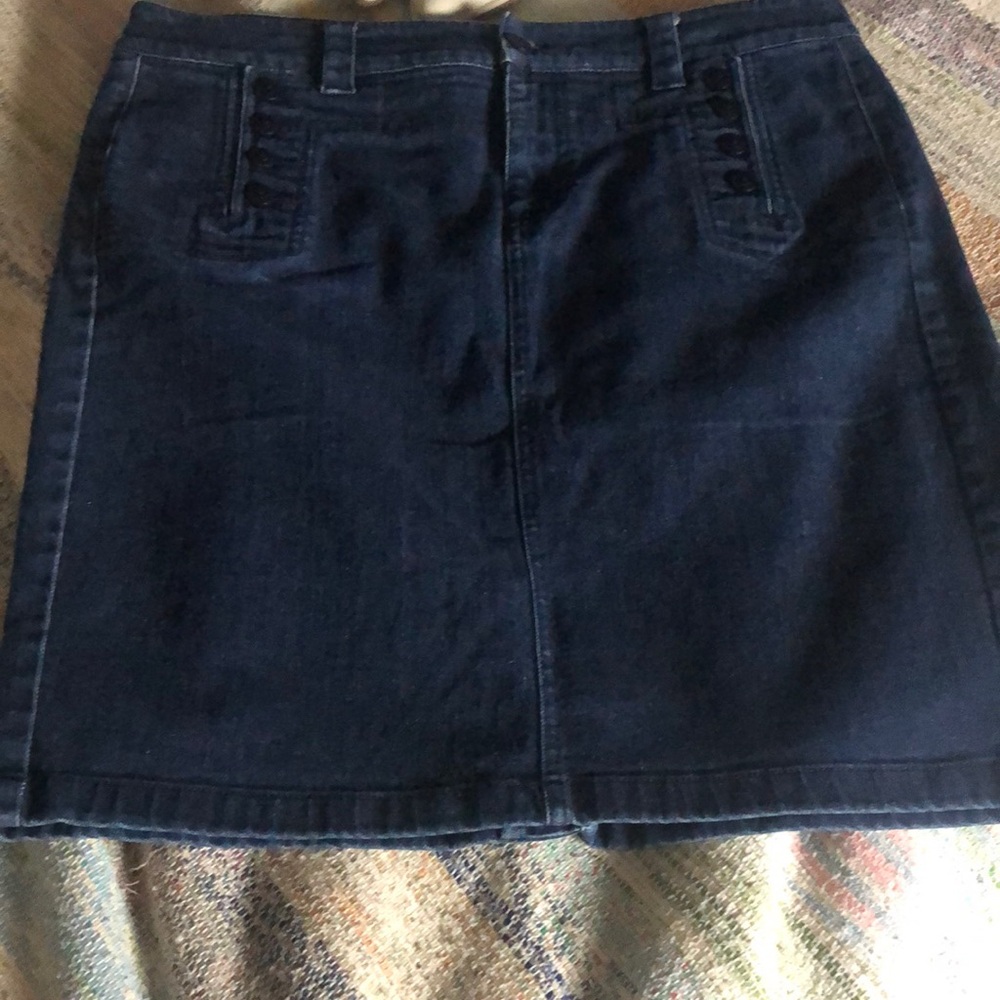 LRL Lauren Jeans Co. Ralph Lauren denim skirt unique button pockets 10